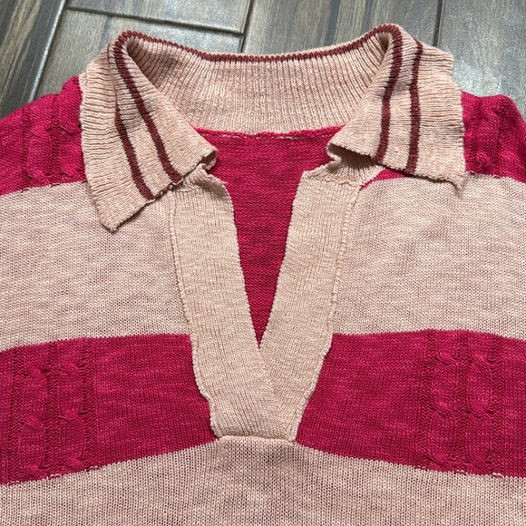 NWOT Unbranded Pink Striped Viscose Sweater L - Picture 8 of 11